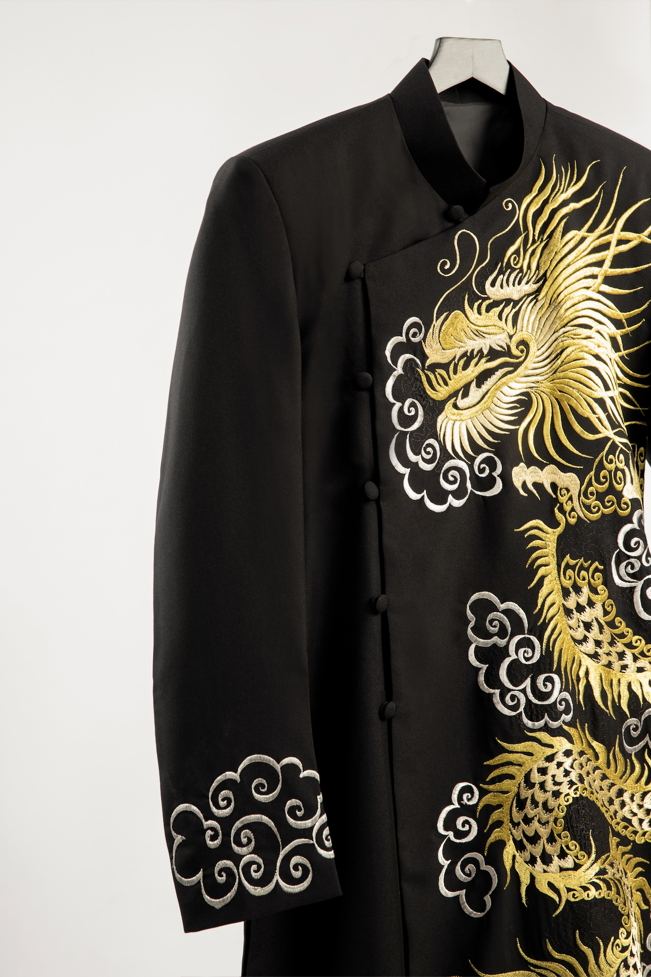 Black Groom Ao Dai Jacket with Dragon Embroidery | Vietnamese Ao Dai (#Shin)