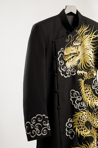 Black Groom Ao Dai Jacket with Dragon Embroidery | Vietnamese Ao Dai (#Shin) - Dream Dresses by P.M.N.
