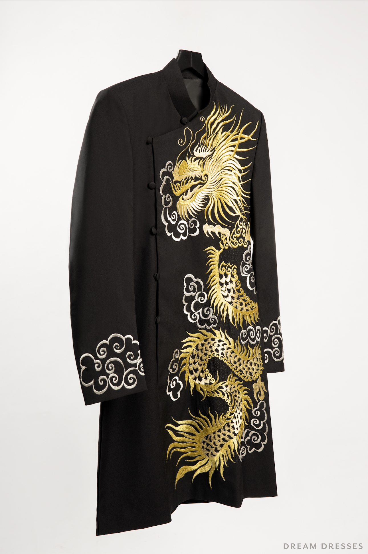 Black Groom Ao Dai Jacket with Dragon Embroidery | Vietnamese Ao Dai (#Shin)