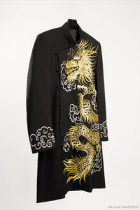Black Groom Ao Dai Jacket with Dragon Embroidery | Vietnamese Ao Dai (#Shin) - Dream Dresses by P.M.N.