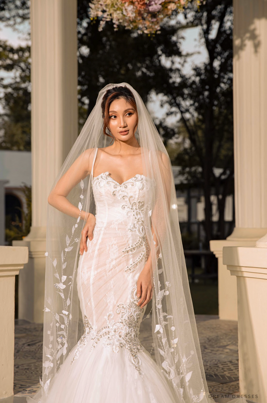 3D Embellished Wedding Veil (#KEISHA) - Dream Dresses by P.M.N.