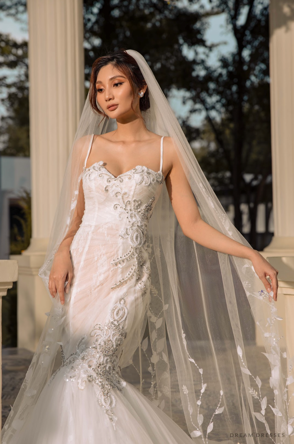 3D Embellished Wedding Veil (#KEISHA) - Dream Dresses by P.M.N.