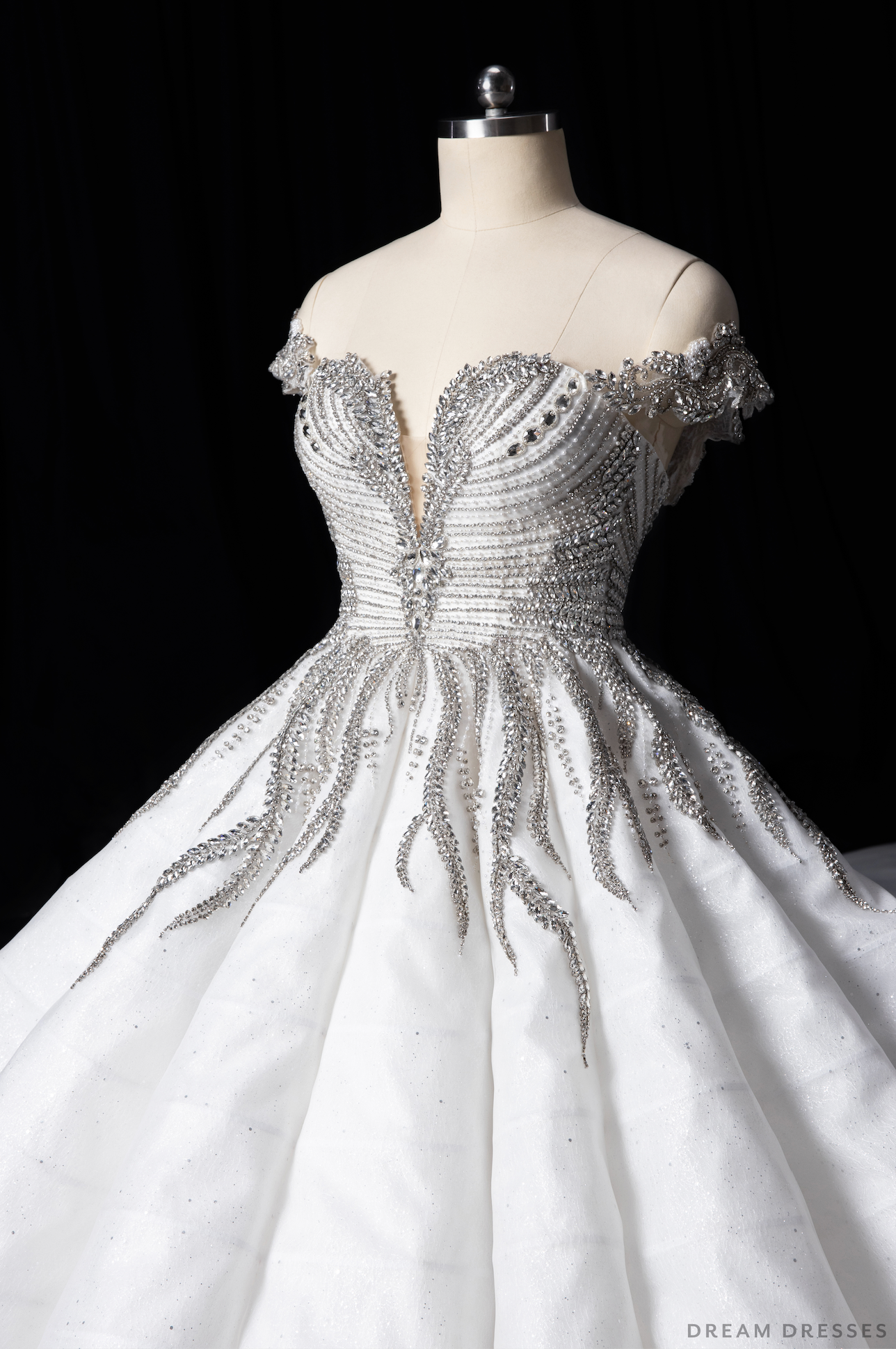 lace swarovski crystal wedding dress Luxury Embroidered Lace Wedding Dress, Crystal Swarovski Glitter Tulle