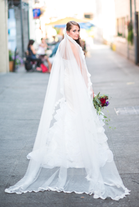 One-tier Cathedral Veil With Scalloped Lace Trims (#PB196) - Dream Dresses by P.M.N
 - 2