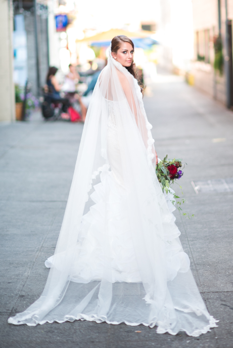 One-tier Cathedral Veil With Scalloped Lace Trims (#PB196) - Dream Dresses by P.M.N
 - 1