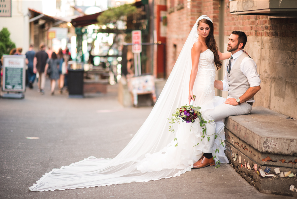 One-tier Cathedral Veil With Scalloped Lace Trims (#PB196) - Dream Dresses by P.M.N
 - 5