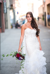 SAMPLE SALE/ Lace Over Tulle Tiered Mermaid Gown (Style Chloe #PB123) - Dream Dresses by P.M.N
 - 3
