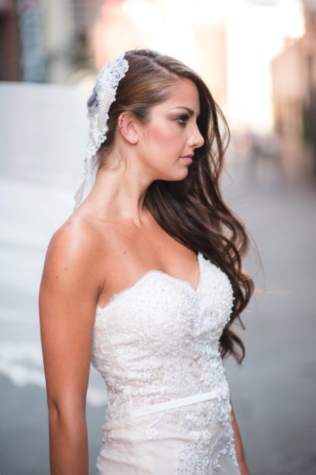 SAMPLE SALE/ Lace Over Tulle Tiered Mermaid Gown (Style Chloe #PB123) - Dream Dresses by P.M.N
 - 4