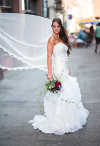 SAMPLE SALE/ Lace Over Tulle Tiered Mermaid Gown (Style Chloe #PB123) - Dream Dresses by P.M.N
 - 5