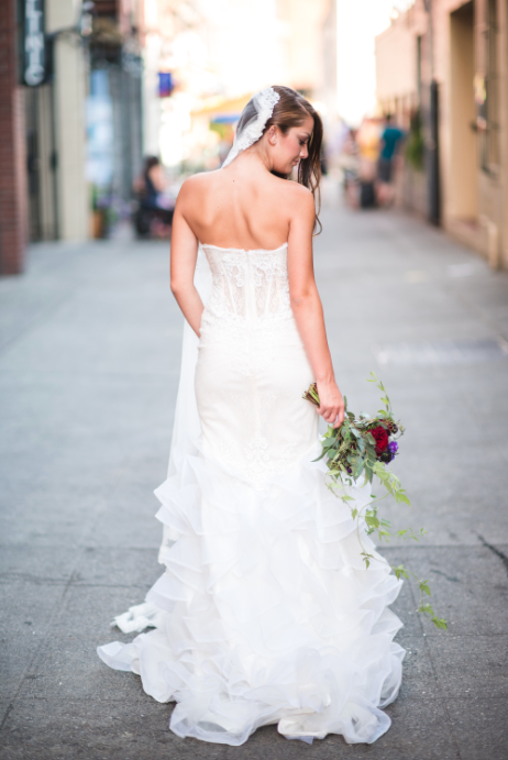 SAMPLE SALE/ Lace Over Tulle Tiered Mermaid Gown (Style Chloe #PB123)