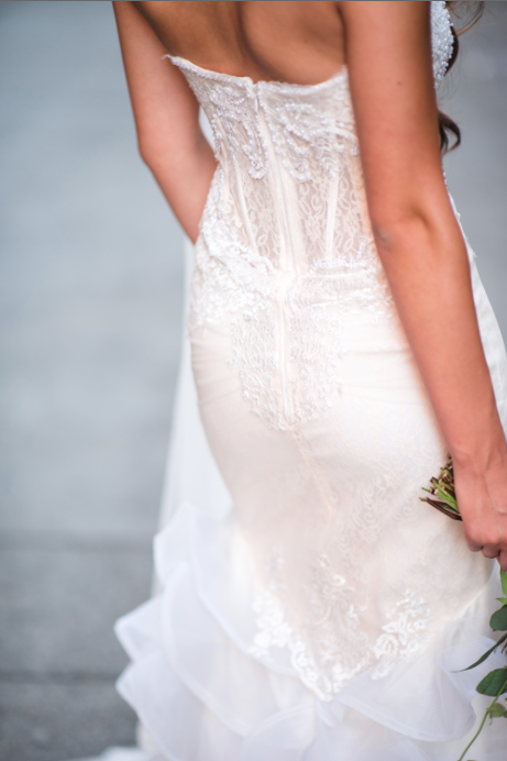 SAMPLE SALE/ Lace Over Tulle Tiered Mermaid Gown (Style Chloe #PB123) - Dream Dresses by P.M.N
 - 7