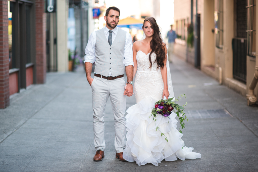 SAMPLE SALE/ Lace Over Tulle Tiered Mermaid Gown (Style Chloe #PB123) - Dream Dresses by P.M.N
 - 9