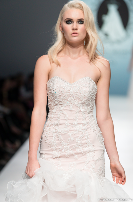 SAMPLE SALE/ Blush Pink Tiered Trumpet Wedding Dress  (#SS16103) - Dream Dresses by P.M.N
 - 2