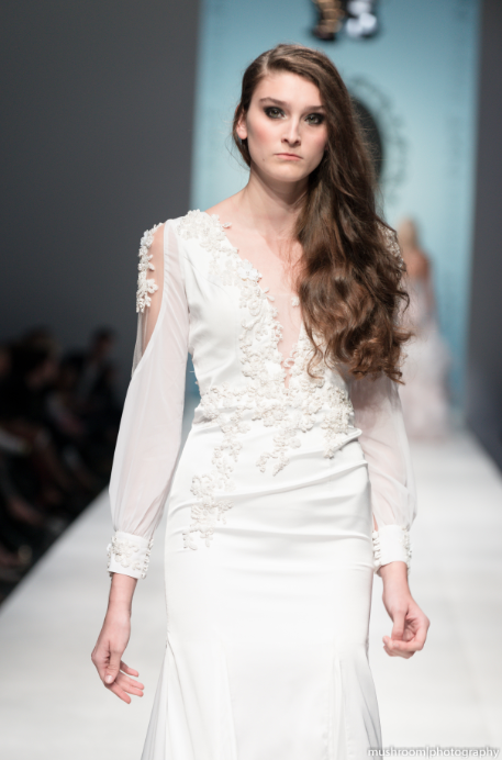 SAMPLE SALE/ Silk Wedding Dress With Deep V-Neck (#Devany)