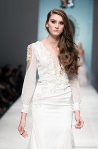 SAMPLE SALE/ Silk Wedding Dress With Deep V-Neck (#SS16100) - Dream Dresses by P.M.N
 - 3