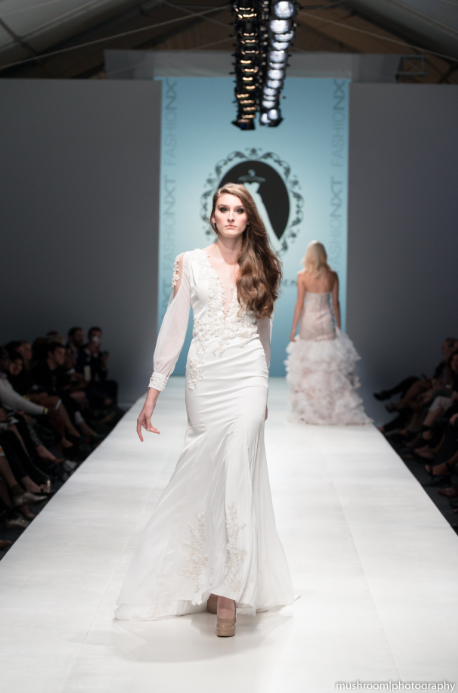 SAMPLE SALE/ Silk Wedding Dress With Deep V-Neck (#SS16100) - Dream Dresses by P.M.N
 - 4