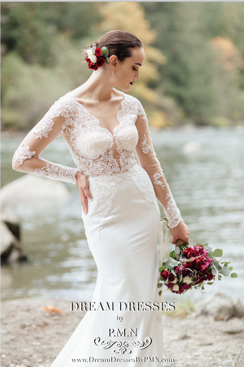 Long Sleeve Satin Wedding Dress (#Lindsey)