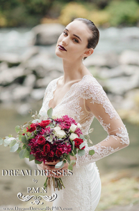Long Sleeve Satin Wedding Dress (#SS16109) - Dream Dresses by P.M.N
 - 6