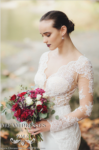 Long Sleeve Satin Wedding Dress (#SS16109) - Dream Dresses by P.M.N
 - 4