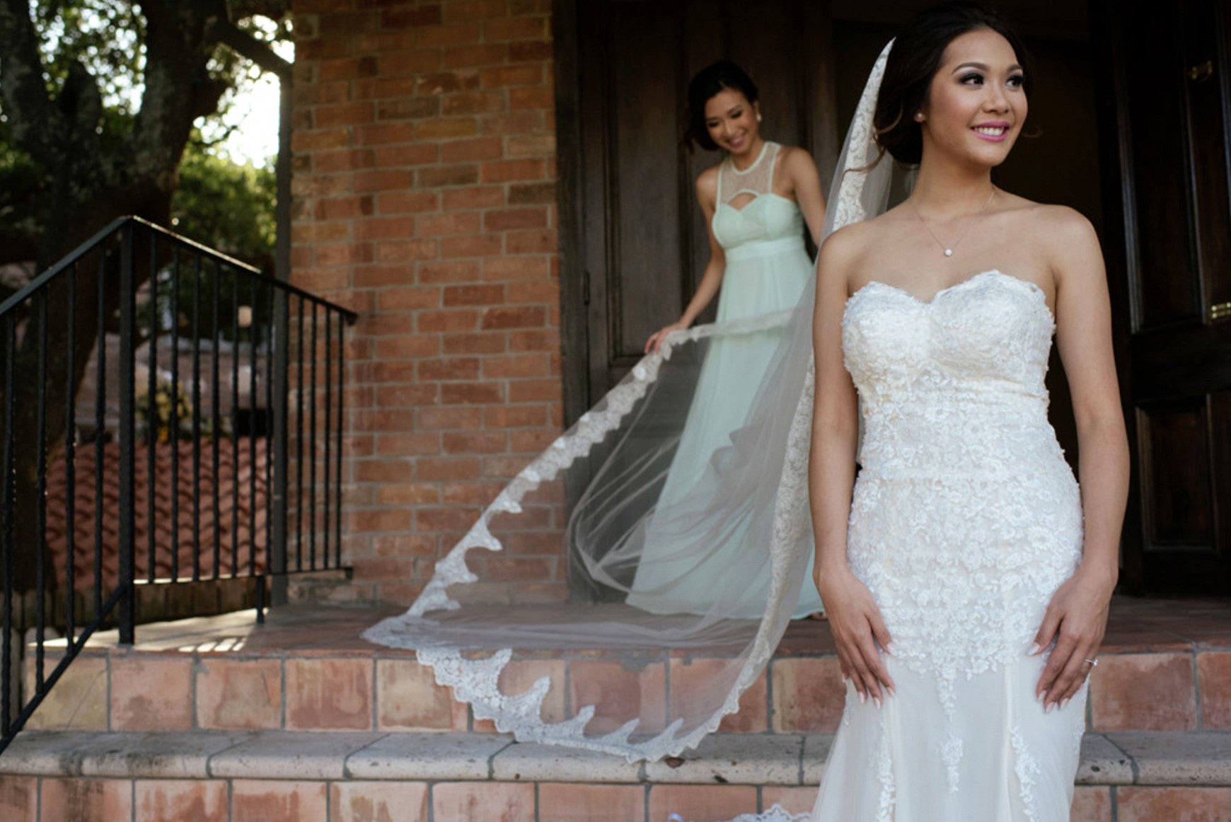 Cathedral Bridal Veil With Lace Trim Edge (#Helaine)