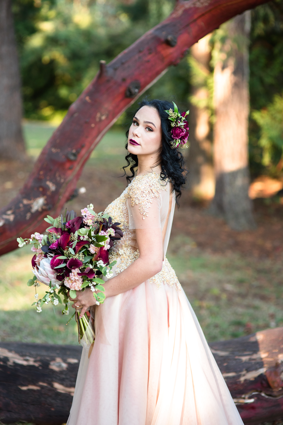 Gold and Red High Low Gown (#Amber)