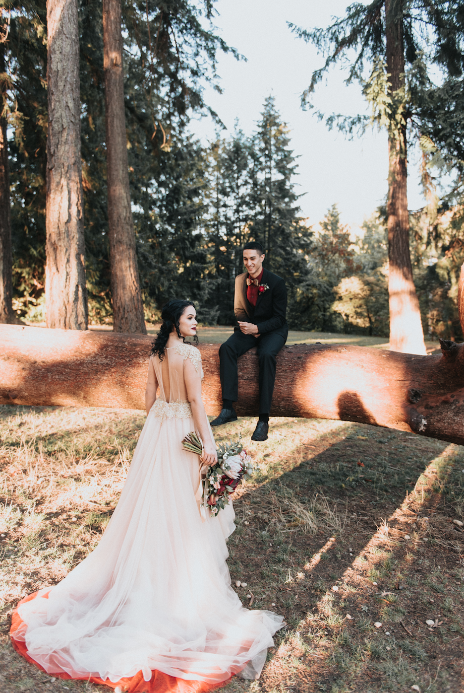 Gold and Red High Low Gown (#Amber)