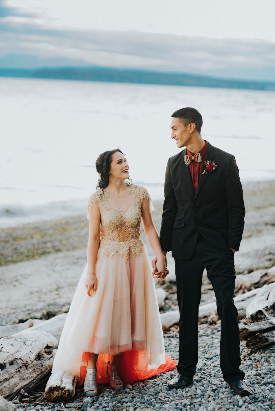 DreamDress By PMN Amber Gold Red Tea Length Wedding Dress Gown Illusion Neckline Beaded Lace Appliqu Cap Sleeves Chapel Train | Size: Custom DreamDress By PMN Amber Gold Red Tea Length Wedding Dress Gown Illusion Neckline Beaded Lace Appliqu Cap Sleeves Chapel Train | Size: Custom