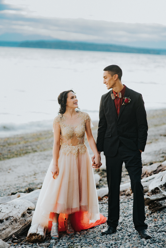 Gold and Red High Low Gown (#Amber) - Dream Dresses by P.M.N.