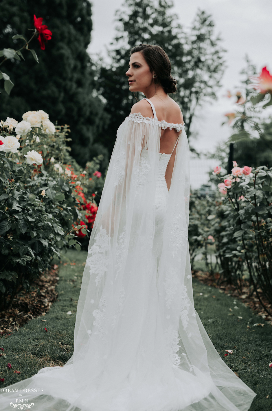 Detachable Bridal Sleeve Cape Dream Dresses by P.M.N Dream