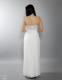 White Bridal Ao Dai | Vietnamese Lace Bridal Dress with Modern Neckline (#AIMEE) - Dream Dresses by P.M.N.