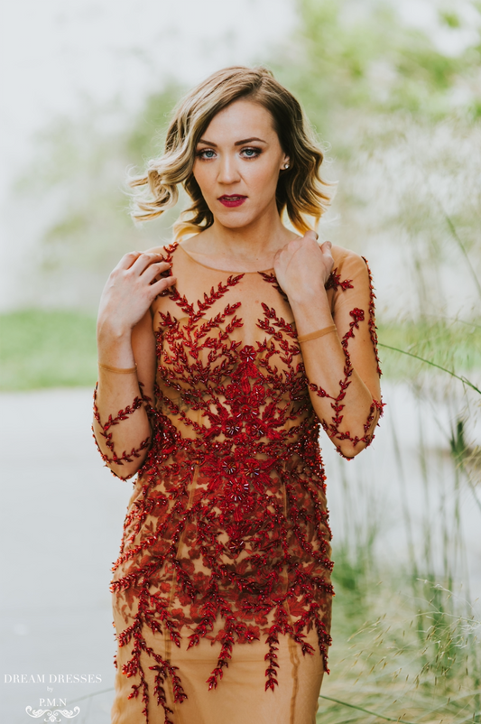 Red and Nude Tulle Dress (#Lacye) - Dream Dresses by P.M.N.