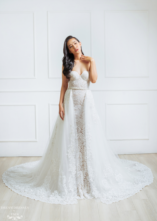 Embellished Detachable Bridal Overskirt (#Myra) - Dream Dresses by P.M.N.