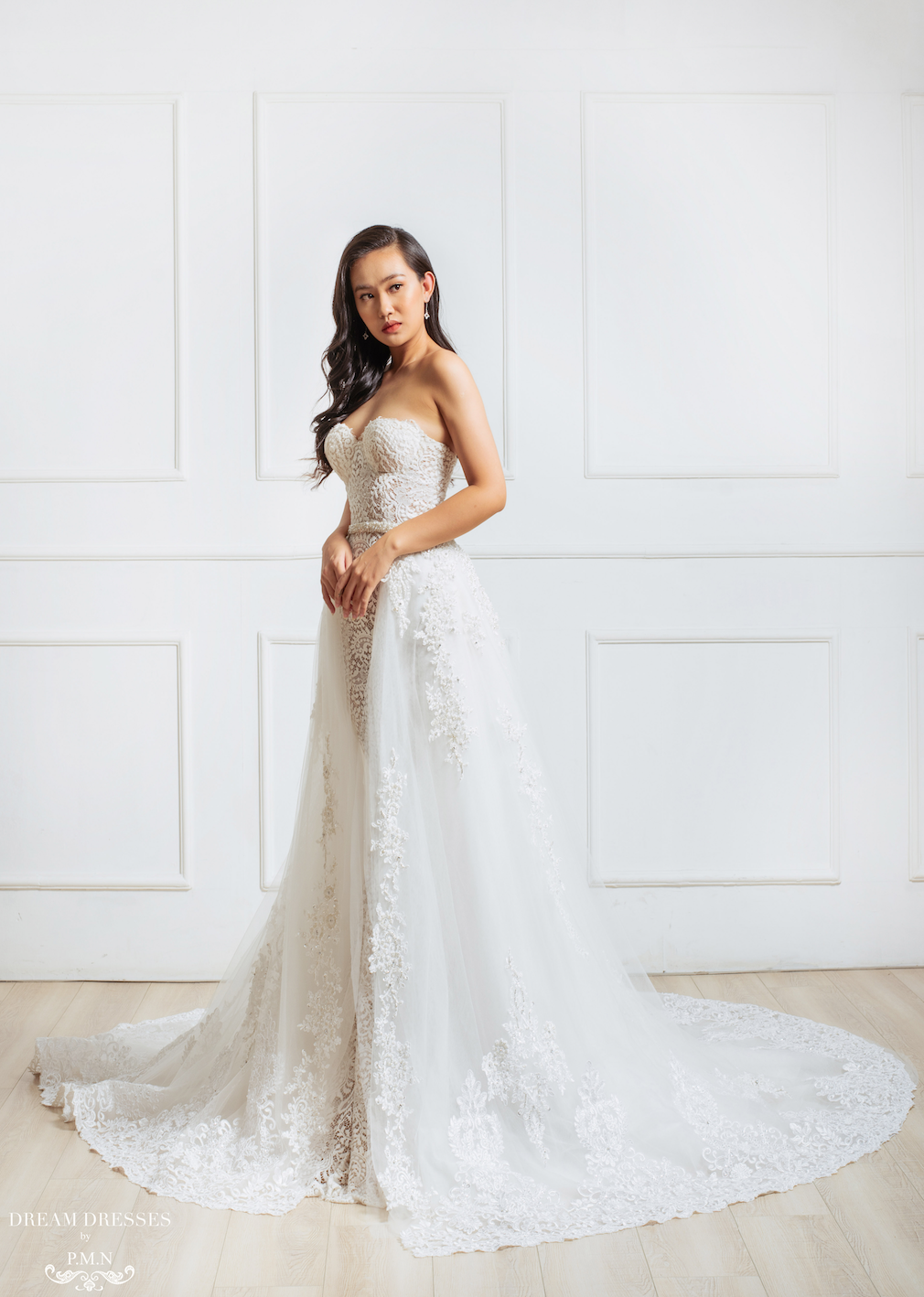 Embellished Detachable Bridal Overskirt (#Myra) - Dream Dresses by P.M.N.