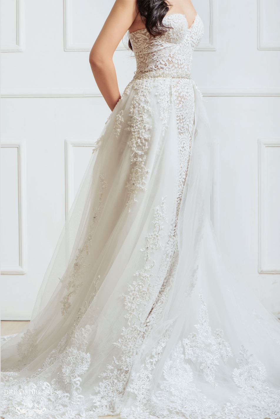 Embellished Detachable Bridal Overskirt (#Myra) - Dream Dresses by P.M.N.