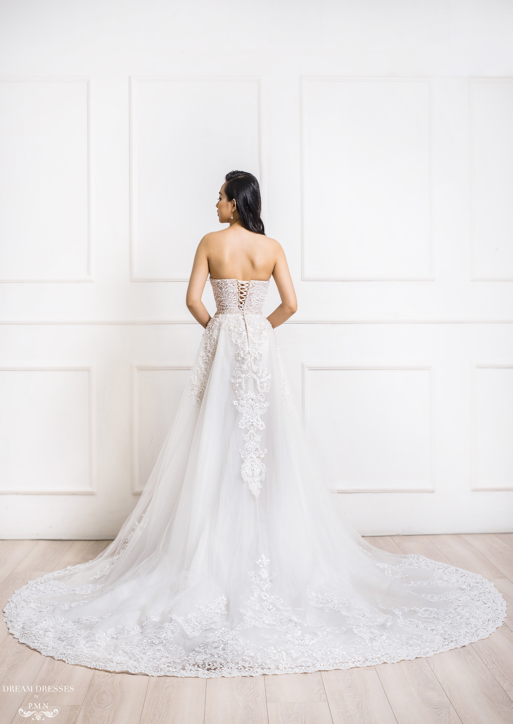 Embellished Detachable Bridal Overskirt (#Myra) - Dream Dresses by P.M.N.