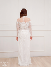White Ao Dai | Modern Vietnamese Lace Bridal Dress (#CHRISTINA) - Dream Dresses by P.M.N.