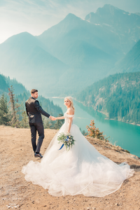 Blush Mermaid Wedding Dress with Removable Overskirt (#BELVA) - Dream Dresses by P.M.N.