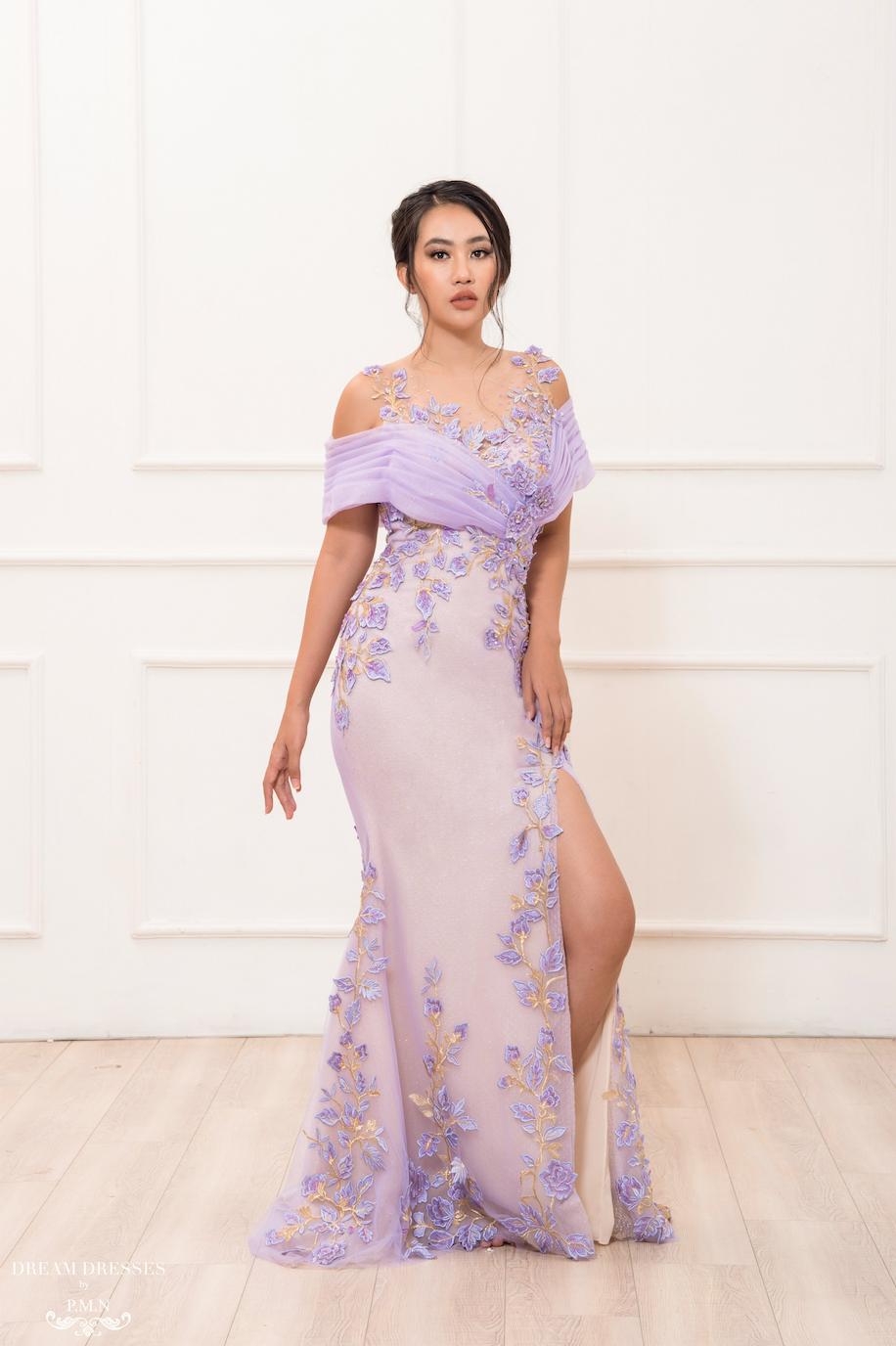 Purple Floral Embellished Gown (#Phoe) - Dream Dresses by P.M.N.