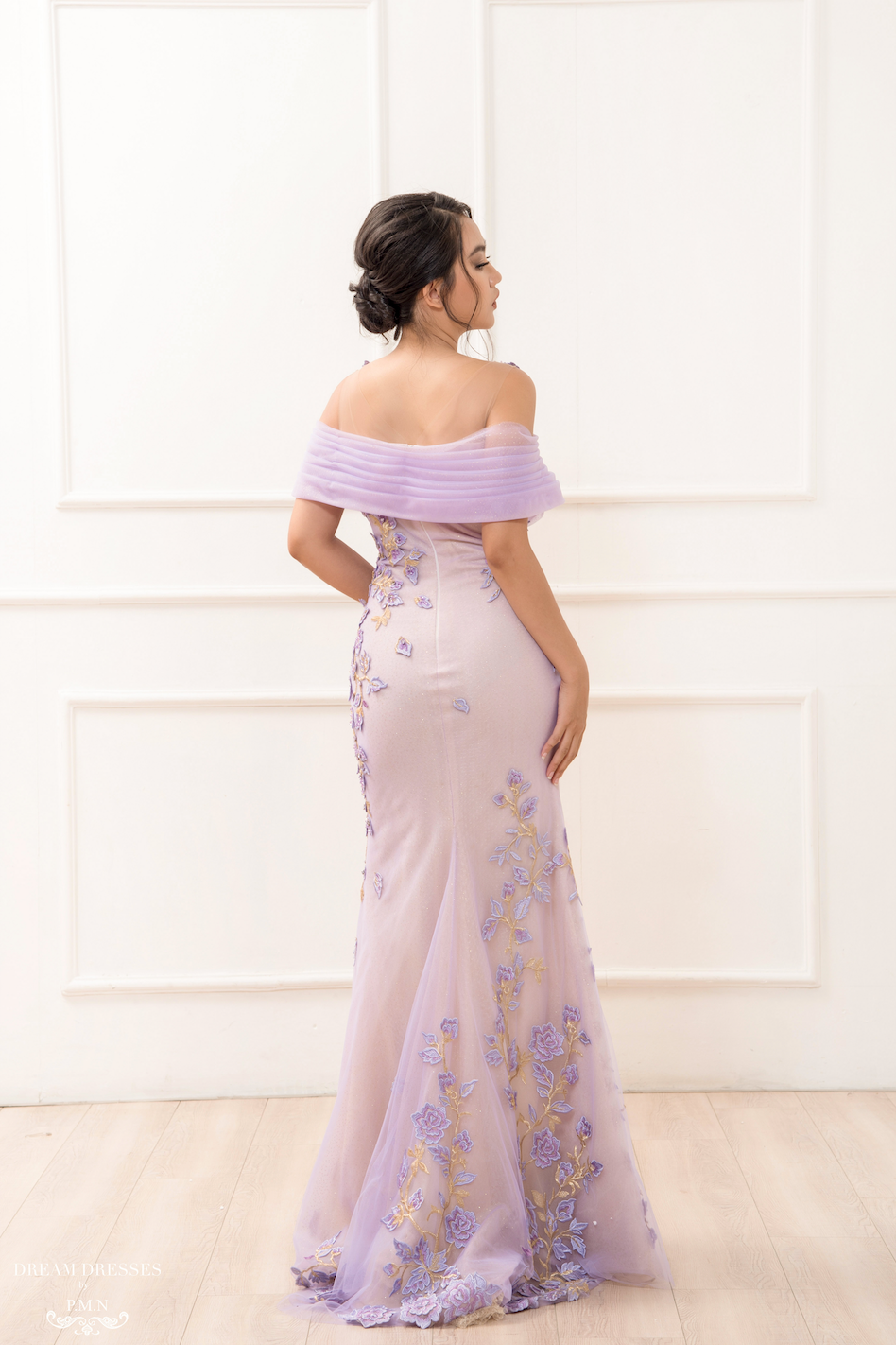 Purple Floral Embellished Gown (#Phoe) - Dream Dresses by P.M.N.
