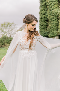 Chiffon Bridal Cape (#MAEVE) - Dream Dresses by P.M.N.