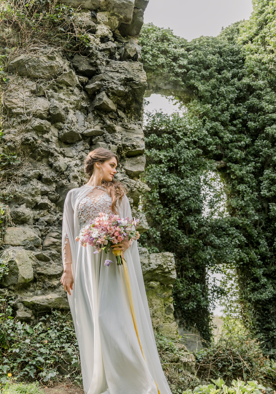Chiffon Bridal Cape (#MAEVE) - Dream Dresses by P.M.N.