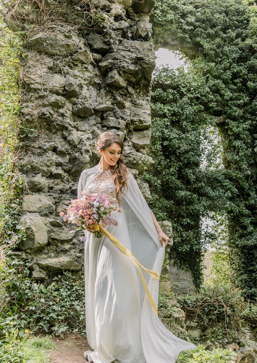 Chiffon Bridal Cape (#MAEVE) - Dream Dresses by P.M.N.