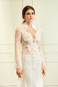White Bridal Ao Dai | Vietnamese Lace Bridal Dress (#ALANNAH) - Dream Dresses by P.M.N.