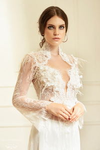 White Bridal Ao Dai | Vietnamese Lace Bridal Dress (#ALANNAH) - Dream Dresses by P.M.N.