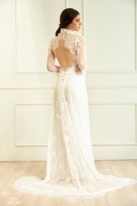 White Bridal Ao Dai | Vietnamese Lace Bridal Dress (#ALANNAH) - Dream Dresses by P.M.N.