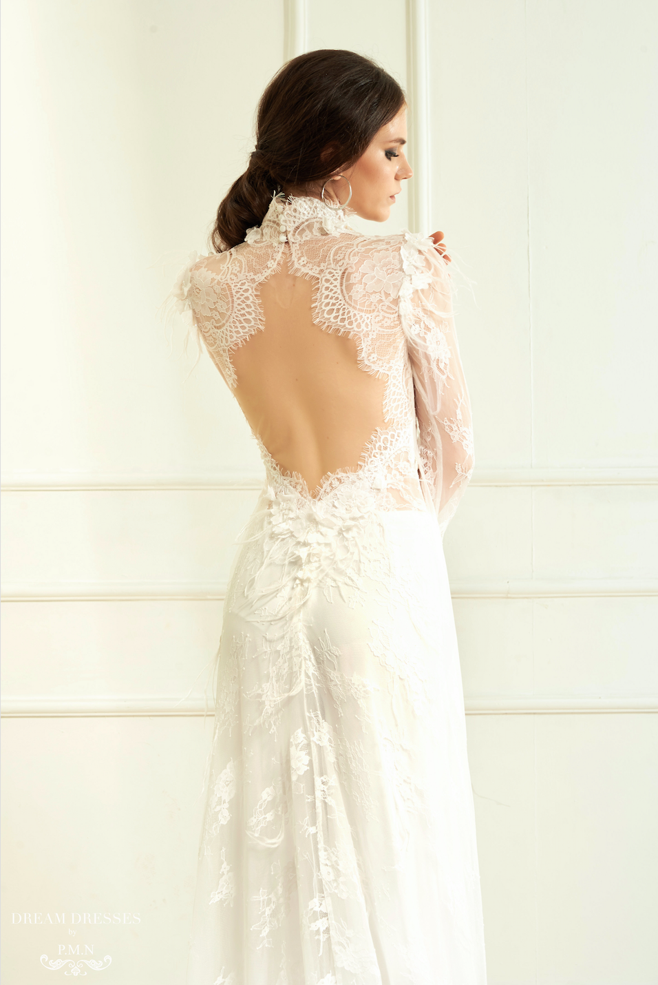 White Bridal Ao Dai | Vietnamese Lace Bridal Dress (#ALANNAH) - Dream Dresses by P.M.N.