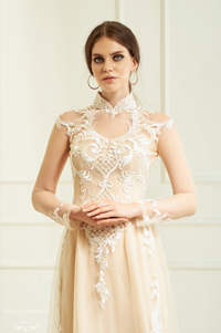 White Bridal Ao Dai | Vietnamese Lace Bridal Dress (#CINDA) - Dream Dresses by P.M.N.