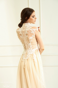 White Bridal Ao Dai | Vietnamese Lace Bridal Dress (#CINDA) - Dream Dresses by P.M.N.