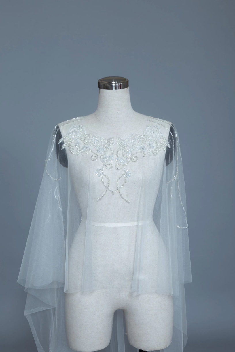 Beaded Bridal Cape (#MAEVA) - Dream Dresses by P.M.N.