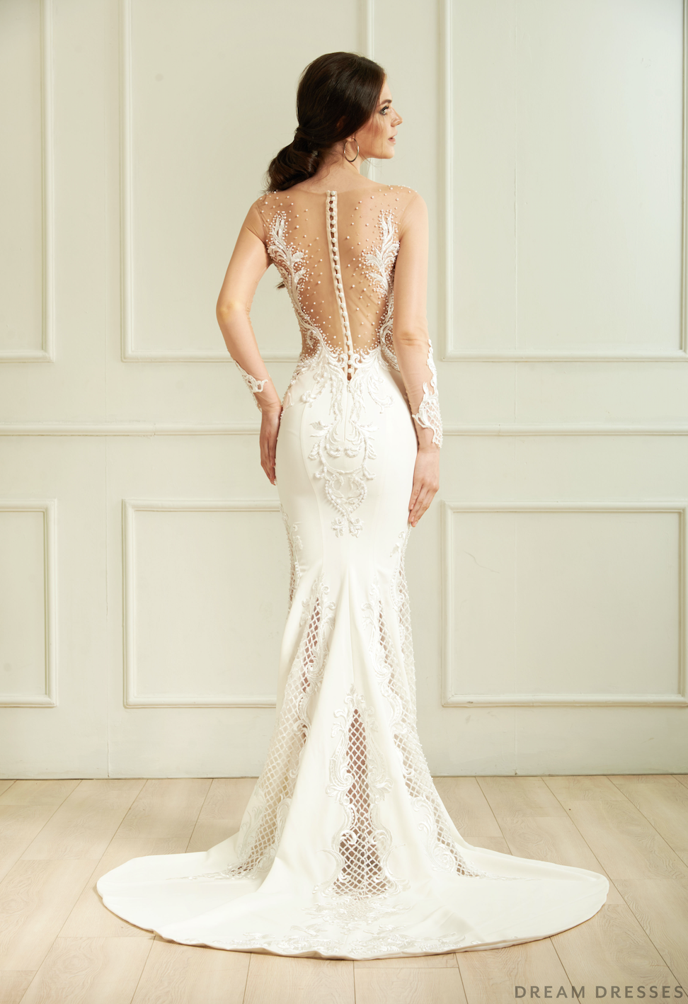 Illusion Long Sleeve Wedding Dress (#Vera) - Dream Dresses by P.M.N.